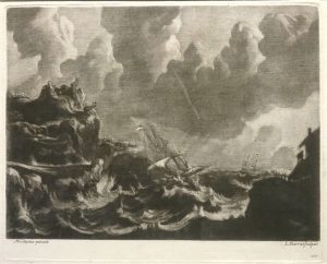 Ships being wrecked in a storm