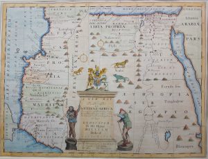 Antique Map of A New Map of The North Part of Antient Shewing the Chiefe People, Cities etc. in Mauritania, Numidia, Lynia & Egypt by Edward Wells