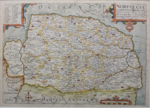 Antique Map of Norfolk by Saxton/Kip