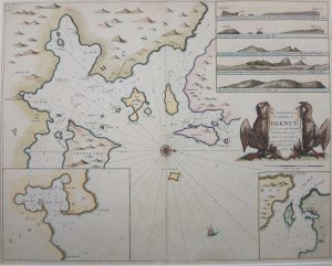 Antique Map of The Chief Harbours in the Islands of Orkney by Capt. Grenville Collins