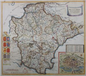 Antique Map of Devon by Saxton/Lea