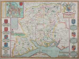 Antique Map of Hampshire by John Speed