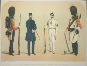 First or Grenadier Regiment of Guards in 1853, Corpral, Officer (undress), Sergeant (undress) & Pioneer (marching order)
