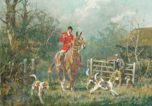 Huntsman with Hounds Passing through a Gateway