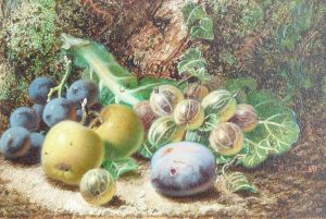 Still Life Gooseberries, Apples & Grapes