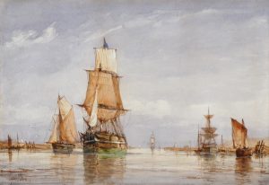 Estuary View with Sailing Vessels