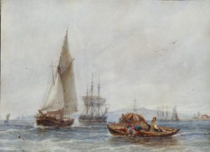 Shipping & Row Boats off the Coast