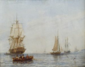 Shipping & Row Boats off the Coast