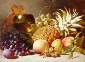 Still Life: Grapes, Peaches, Plums & Pineapple with Goblet