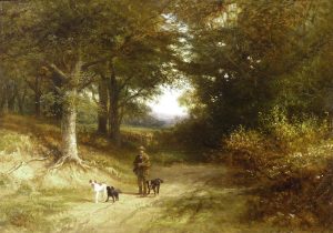 Sportsman & Dogs in a Woodland Path
