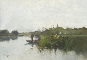 Angler Fishing from a Punt