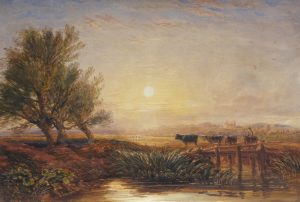 Drover & Cattle Crossing a Bridge