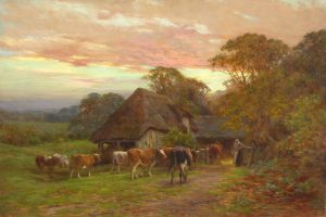 Cattle Returning to a Byre at Dusk