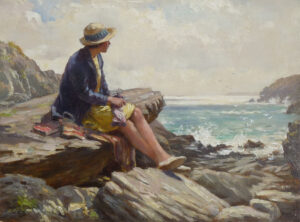 Rene Blacklock Seated on Rocks, Cornish Coast