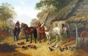 Horses, Pigs & Chickens in a Farmyard