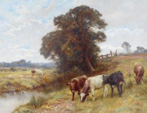 Calves in a Riverside Meadow