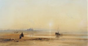 Sunset Shore View with Figures