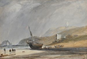 Fisherfolk Landing Catch from a Beached Boat