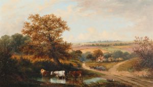 Rural Landscape with Cattle and Distant Farmstead