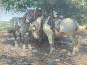 Farmer Resting with his Horses in the Shade