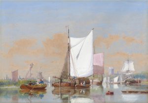 Dutch Canal with Shipping