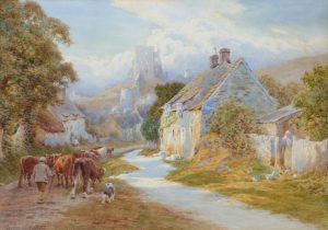 Corfe Castle, Dorset, from the Village