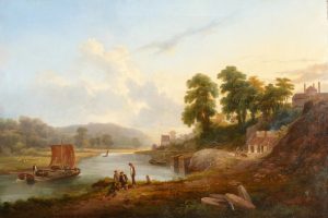 Figures by a Navigable River (probably Devon)