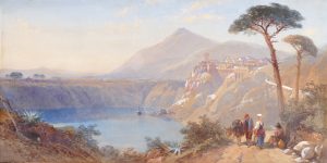 Town Overlooking a Lake, Italy