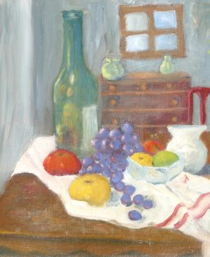 Bottle & Grapes with Window