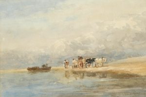 Beach Scene with Cart & Figures