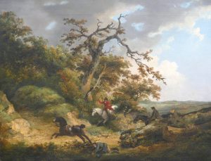 Huntsmen Careering through Woodland