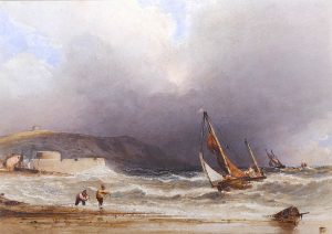 Fishing Boats Landing in a Storm
