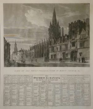Gate of All Soul's College , with St. Mary's Church & The Oxford Almanack
