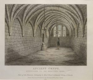 Ancient Crypt supposed to be erected, 1230; Part of the Premises belonging to Messers Powell & Edwards, Bridge Street, C