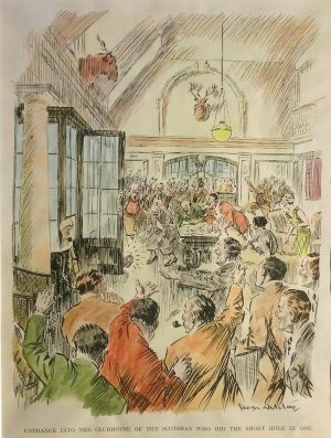 Entrance into the clubhouse of the Scotsman who did the short hole in one