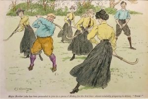 Major Bunker who has been persuaded to join in a game of hockey...
