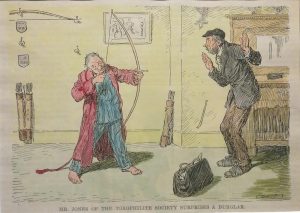 Mr. Jones of the toxophilite society surprises a burglar