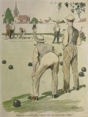 Skip (at very dud end). "Best try an over arm, Fred"