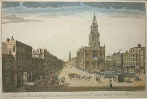 Vue de la Maison Royale de Somerset avec l'eglise de St. Marie dans le Strand, à Landrea