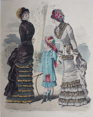 2 Ladies and a Child with a hoop, fashion