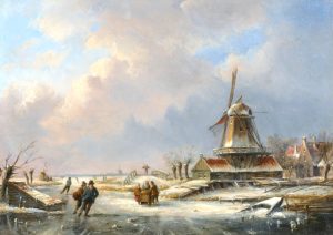 Winter Scene with Skaters and a Windmill