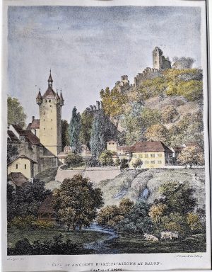 View of the ancient fortifications at Baden, canton of Argau (Stadtturm and Stein Castle)