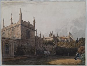 The Public Schools, & Part of Exeter College Library, From the Garden, Oxford University